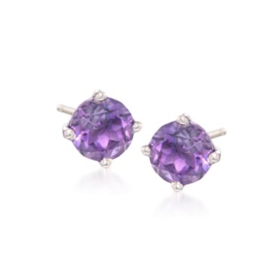 Set of .90 ct. t.w. Amethyst Stud Earrings With .15 ct. t.w. Floral Diamond Earring Jackets in Sterling Silver &mdash; Alt Image 3
