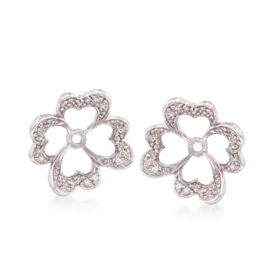 Set of .90 ct. t.w. Amethyst Stud Earrings With .15 ct. t.w. Floral Diamond Earring Jackets in Sterling Silver &mdash; Alt Image 4