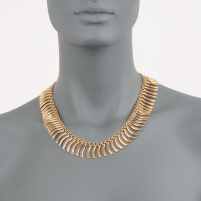 C.1980 Vintage 14kt Yellow Gold Fancy Link Cleopatra Necklace. 18" &mdash; Alt Image 2