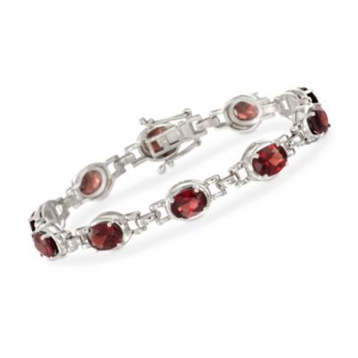 14.90 ct. t.w. Garnet Oval Link Bracelet in Sterling Silver. 7" &mdash; Alt Image 1