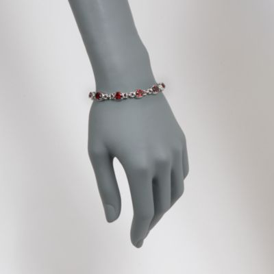 14.90 ct. t.w. Garnet Oval Link Bracelet in Sterling Silver. 7" &mdash; Alt Image 2