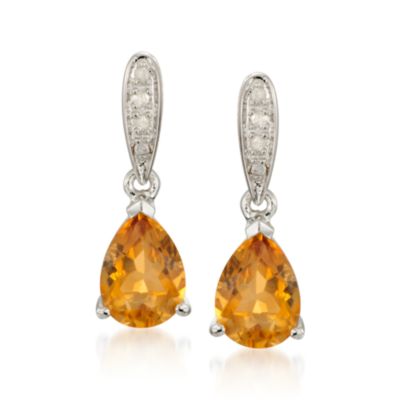 2.00 ct. t.w. Citrine Drop Earrings With Diamonds in Sterling Silver  &mdash; Alt Image 1