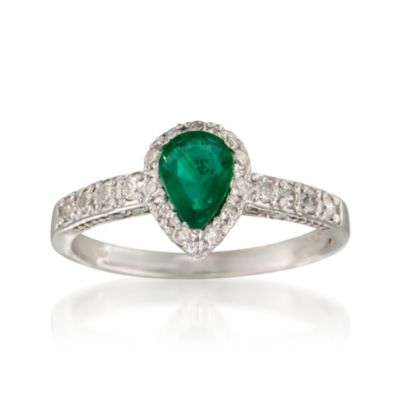 .65 Carat Emerald and .45 ct. t.w. Diamond Ring in 14kt White Gold &mdash; Alt Image 1