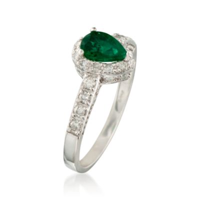 .65 Carat Emerald and .45 ct. t.w. Diamond Ring in 14kt White Gold &mdash; Alt Image 3