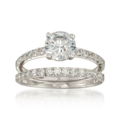 1.75 ct. t.w. Set of Two CZ Rings in Sterling Silver &mdash; Alt Image 1