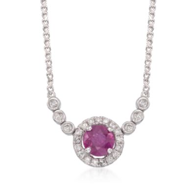 .65 Carat Ruby and .15 ct. t.w. Diamond Necklace in 14kt White Gold. 18" &mdash; Alt Image 1