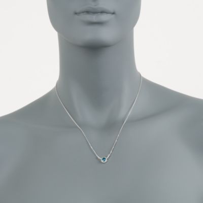.60 Carat London Blue Topaz and .15 ct. t.w. Diamond Necklace in 14kt White Gold. 18" &mdash; Alt Image 2