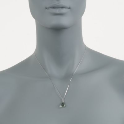 3.50 Carat Green Amethyst Briolette Pendant Necklace With Diamonds in 14kt White Gold. 18" &mdash; Alt Image 2