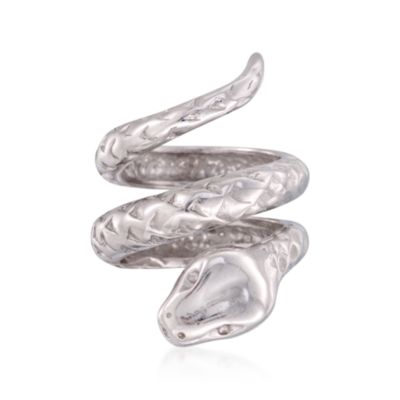 Italian Textured Sterling Silver Snake Ring &mdash; Alt Image 1