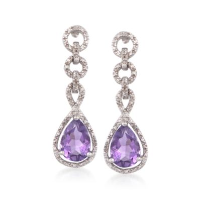 3.50 ct. t.w. Amethyst and Diamond Drop Earrings in Sterling Silver &mdash; Alt Image 1
