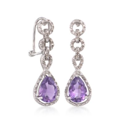 3.50 ct. t.w. Amethyst and Diamond Drop Earrings in Sterling Silver &mdash; Alt Image 3