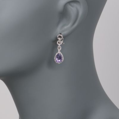 3.50 ct. t.w. Amethyst and Diamond Drop Earrings in Sterling Silver &mdash; Alt Image 2