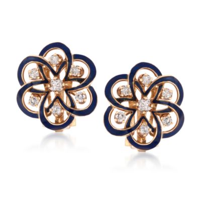 C. 1960 Vintage 1.05 ct. t.w. Floral Diamond Earrings in 14kt Yellow Gold &mdash; Alt Image 1