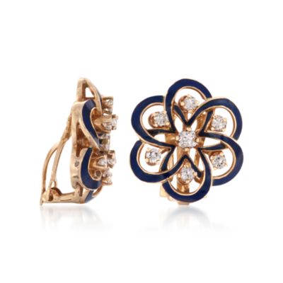 C. 1960 Vintage 1.05 ct. t.w. Floral Diamond Earrings in 14kt Yellow Gold &mdash; Alt Image 3