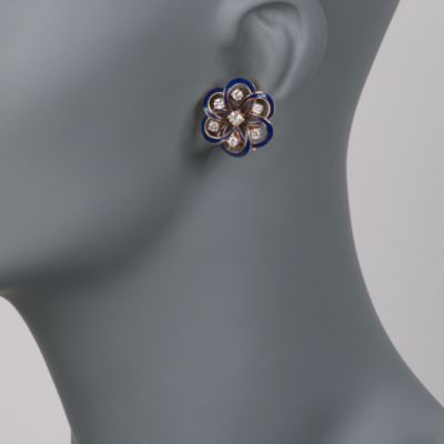 C. 1960 Vintage 1.05 ct. t.w. Floral Diamond Earrings in 14kt Yellow Gold &mdash; Alt Image 2
