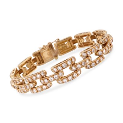 C. 1980 Vintage 5.80 ct. t.w. Panther-Style Diamond Bracelet in 18kt Yellow Gold. 7" &mdash; Alt Image 1