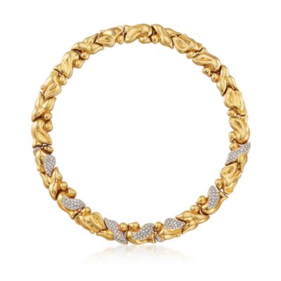 C. 1980 Vintage 4.50 ct. t.w. Cascade Leaves Diamond Necklace in 18kt Yellow Gold. 17" &mdash; Alt Image 1