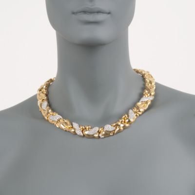 C. 1980 Vintage 4.50 ct. t.w. Cascade Leaves Diamond Necklace in 18kt Yellow Gold. 17" &mdash; Alt Image 2