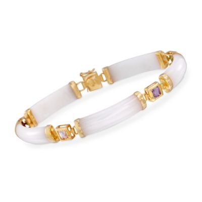 1.40 ct. t.w. Multi-Gem and White Jade Bar Bracelet in 14kt Gold Over Sterling &mdash; Alt Image 1