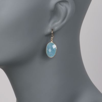 Faceted Milky Aquamarine Drop Earrings in 14kt Yellow Gold &mdash; Alt Image 2