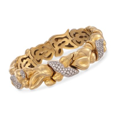 C. 1980 Vintage 3.65 ct. t.w. Cascade Leaves Diamond Bracelet in 18kt Yellow Gold. 7.25" &mdash; Alt Image 1
