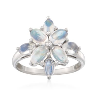 Moonstone Flower Ring in Sterling Silver &mdash; Alt Image 1