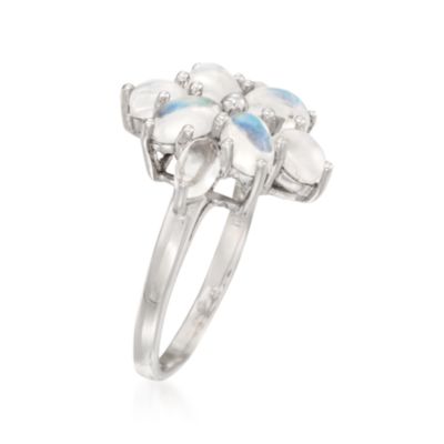 Moonstone Flower Ring in Sterling Silver &mdash; Alt Image 3