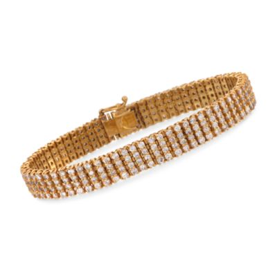 C. 1990 Vintage 11.50 ct. t.w. Four-Row Diamond Bracelet in 14kt Yellow Gold. 8.5" &mdash; Alt Image 1