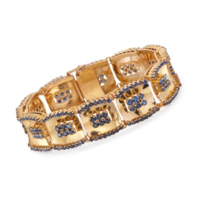 C.1980 Vintage 12.00 ct. t.w. Sapphire Bracelet in 18kt Yellow Gold . 7.5" &mdash; Alt Image 1