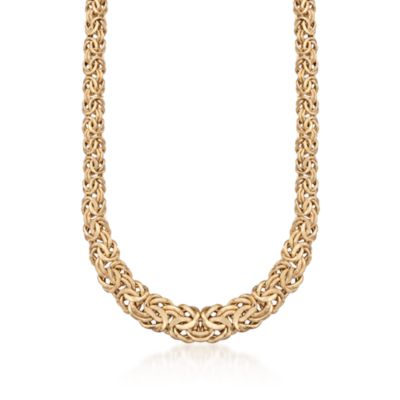 Italian 14kt Yellow Gold Graduated Byzantine Necklace &mdash; Alt Image 1