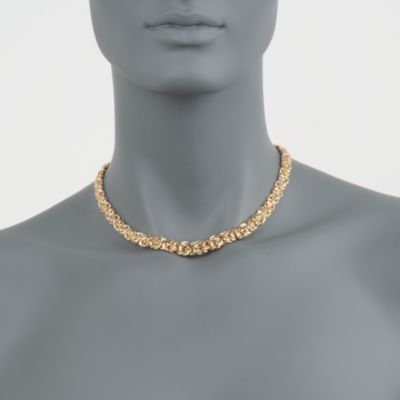 Italian 14kt Yellow Gold Graduated Byzantine Necklace &mdash; Alt Image 2