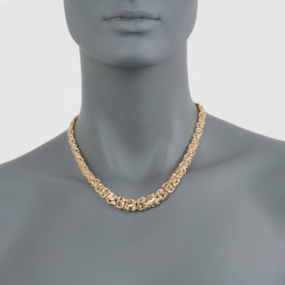 Italian 14kt Yellow Gold Graduated Byzantine Necklace &mdash; Alt Image 3