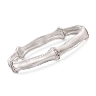 1.00 ct. t.w. Diamond Bamboo Bangle Bracelet in Sterling Silver. 8" &mdash; Alt Image 1