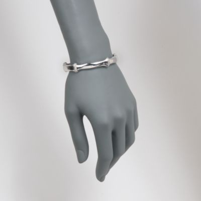 1.00 ct. t.w. Diamond Bamboo Bangle Bracelet in Sterling Silver. 8" &mdash; Alt Image 2
