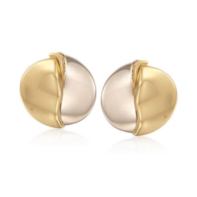 C. 2000 Vintage Misani Seed and .20 ct. t.w. Diamond Earrings in 18kt Two-Tone Gold &mdash; Alt Image 1