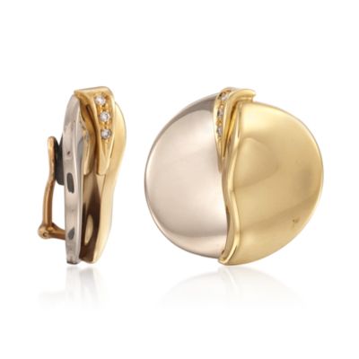 C. 2000 Vintage Misani Seed and .20 ct. t.w. Diamond Earrings in 18kt Two-Tone Gold &mdash; Alt Image 3