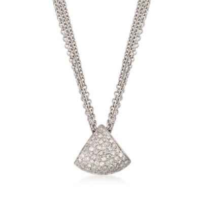 C. 2000 Vintage .75 ct. t.w. Pave Diamond Pendant Slide in 14kt White Gold. 17.25" &mdash; Alt Image 1
