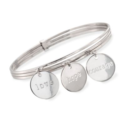 Set of Three Italian Message Charm Bangle Bracelets in Sterling Silver &mdash; Alt Image 1