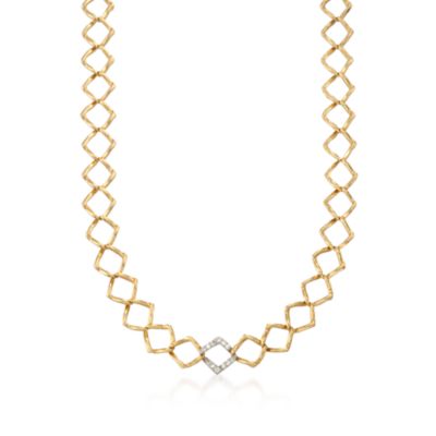 C. 1981 Vintage Tiffany Jewelry and Paloma Picasso .25 ct. t.w. Diamond Link Necklace in Two-Tone. 16.5" &mdash; Alt Image 1