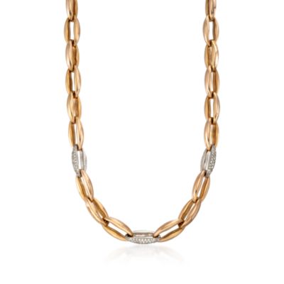 C. 1960 Vintage 2.00 ct. t.w. Pave Diamond Link Necklace in 18kt Rose Gold. 16" &mdash; Alt Image 1