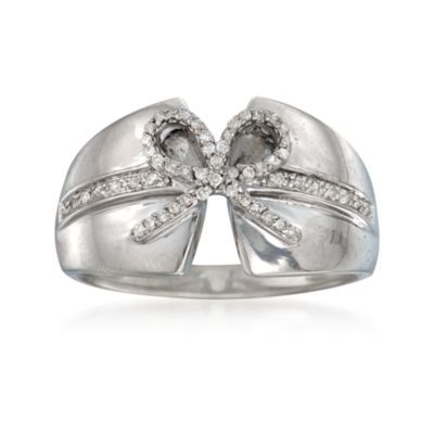 .16  ct. t.w. Diamond Bow Corset Ring in Sterling Silver &mdash; Alt Image 1