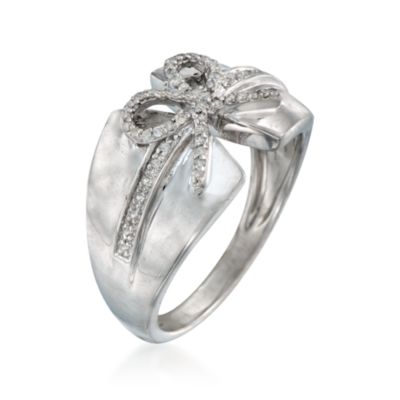 .16  ct. t.w. Diamond Bow Corset Ring in Sterling Silver &mdash; Alt Image 3