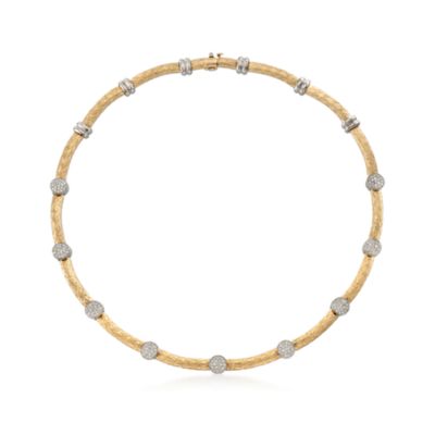 C. 1990 Vintage 1.50 ct. t.w. Diamond Station Necklace in 14kt Two-Tone Gold. 15.5" &mdash; Alt Image 3