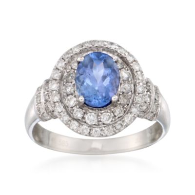 1.50 Carat Oval Tanzanite and .66 ct. t.w. Diamond Ring in 14kt White Gold &mdash; Alt Image 1