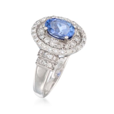 1.50 Carat Oval Tanzanite and .66 ct. t.w. Diamond Ring in 14kt White Gold &mdash; Alt Image 3