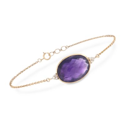 15.00 Carat Amethyst Bracelet With Diamonds in 14kt Yellow Gold &mdash; Alt Image 1
