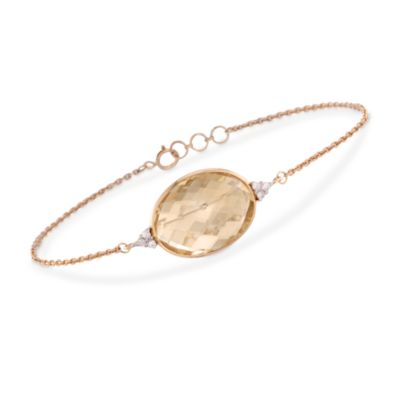 13.00 Carat Citrine and .10 ct. t.w. Diamond Bracelet in 14kt Yellow Gold &mdash; Alt Image 1
