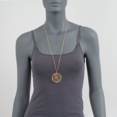 Italian 18kt Gold Over Sterling Webbed Disc Pendant Necklace With Swarovski® Crystals &mdash; Alt Image 4