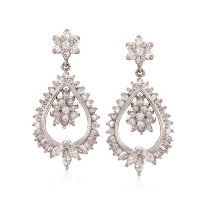 C. 2000 Vintage 3.65 ct. t.w. Chandelier Diamond Drop Earrings in 18kt White Gold &mdash; Alt Image 1