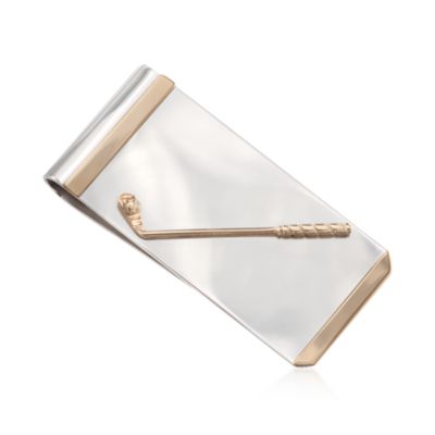 Men's Sterling Silver and 14kt Yellow Gold Golf Motif Money Clip &mdash; Alt Image 1